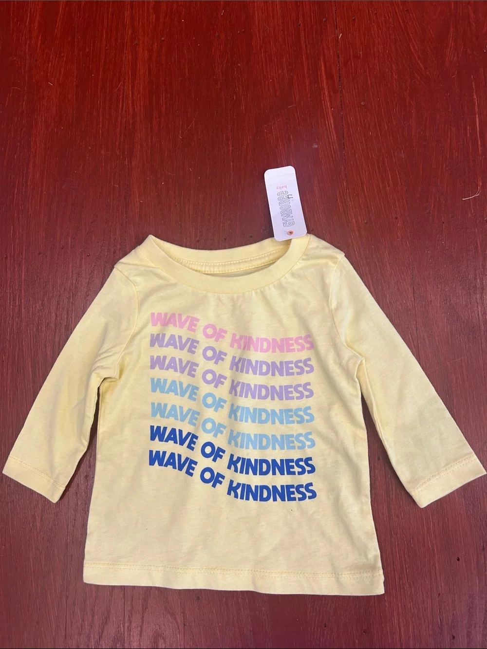Gymboree Yellow Long Sleeve Tee with Multicolor 'Wave of Kindness' Print